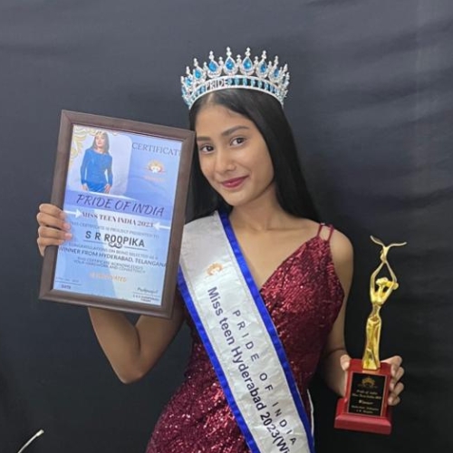 SR ROOPIKA - Winner of Miss teen Hyderabad 2023, Pride of India Beauty Contest -DK Pageant