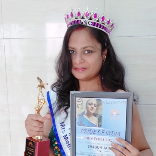 Shagun Jain, Mrs Meerut 2023Winner, Pride of India 2023, Beauty Contest By DK Pageant