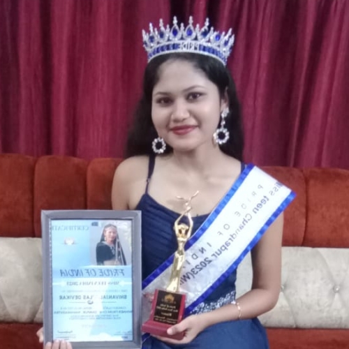 Shivanjali Vilas Devikar, the Glorious Miss Teen Chandrapur 2023 Winner, of the Pride of India, Beauty Contest By DK Pageant