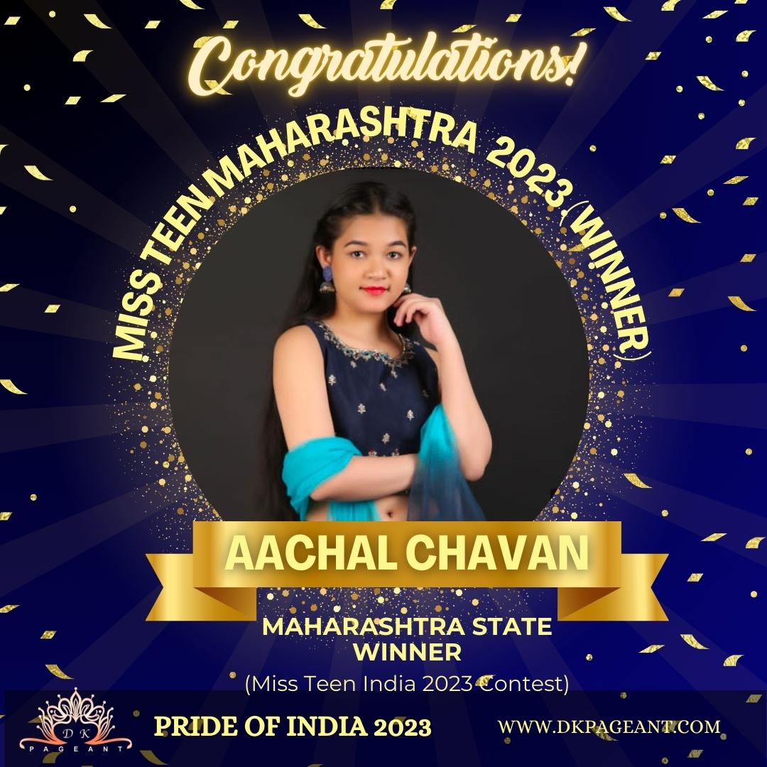 Aachal Chavan-Miss Teen Maharashtra 2023 (Winner)-Crowned State Winner of Maharashtra-Pride of India 2023-Dk Pageant
