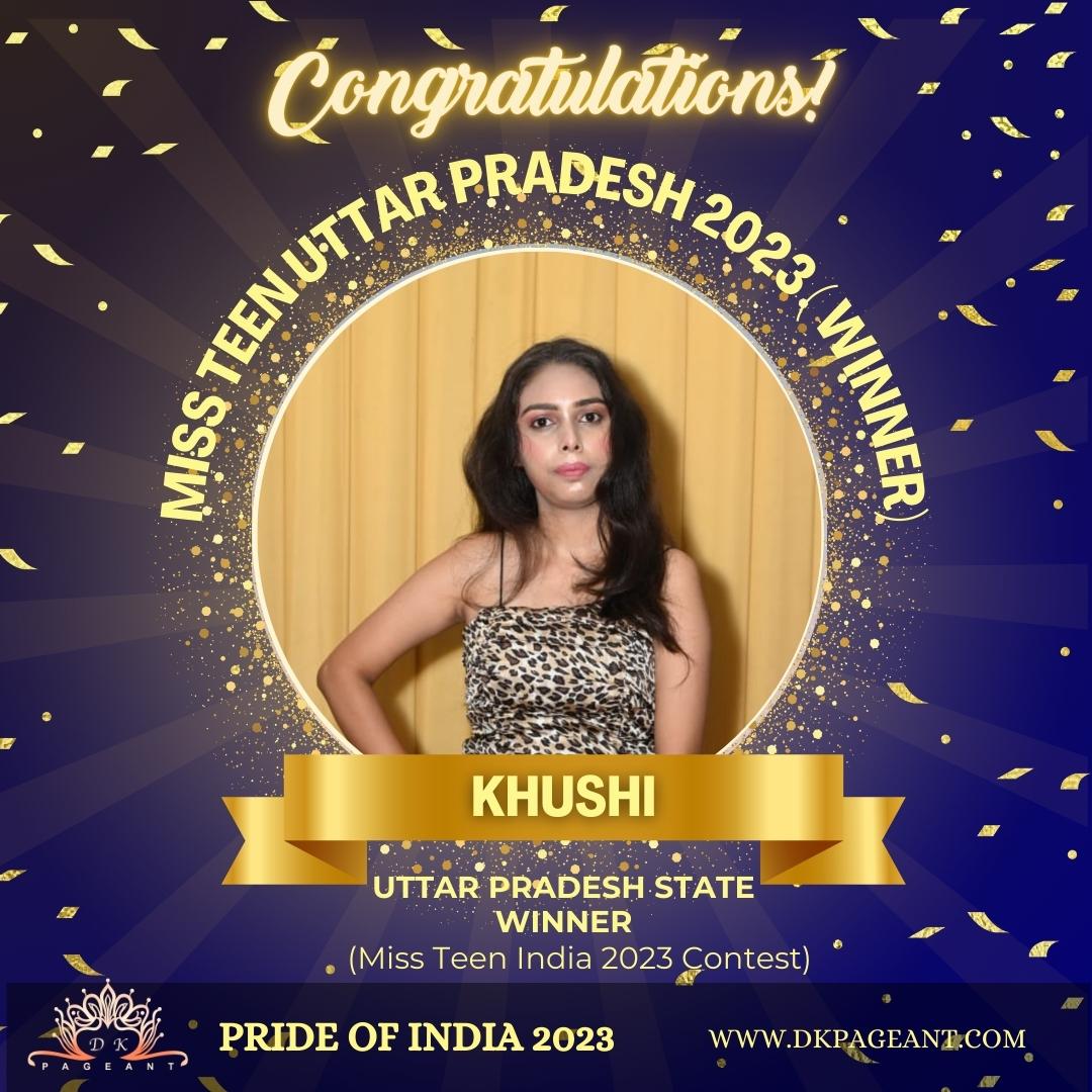 Khushi-Miss Teen Uttar Pradesh 2023 (Winner)-Crowned Uttar Pradesh State Winner-Pride of India 2023-Dk Pageant