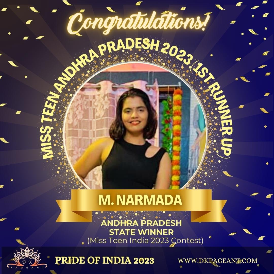 M. Narmada-Miss Teen Andhra Pradesh 2023 (1st runner up)-Crowned State Winner of Andhra Pradesh-Pride of India 2023-Dk Pageant