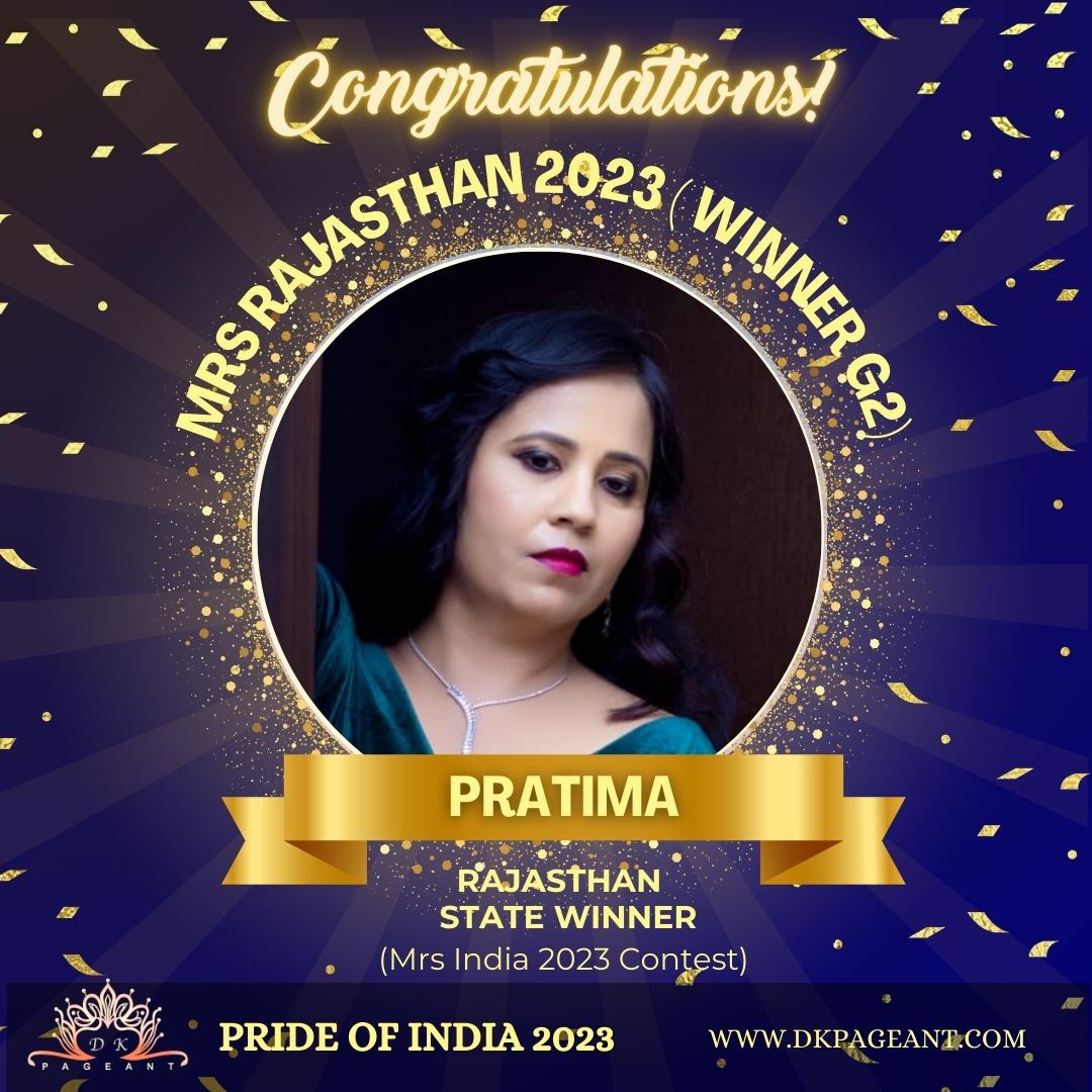 Pratima-Mrs Rajasthan 2023 (Winner G2)-Crowned State Winner of Rajasthan-Pride of India 2023-Dk Pageant