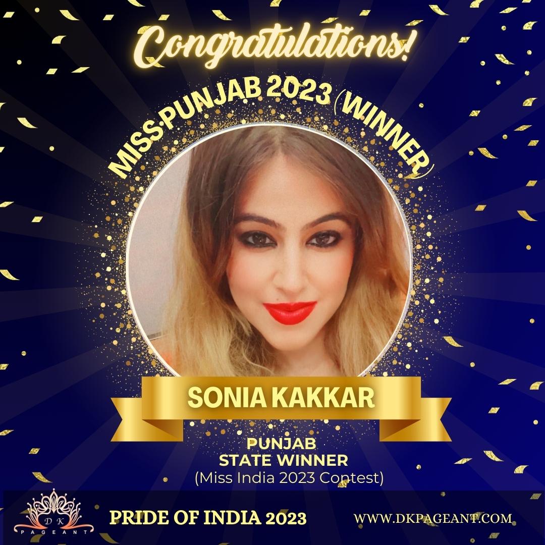 Sonia Kakkar Glorious Victory-Miss Punjab 2023 (winner) Crowned State Winner of Punjab-Pride of India 2023-Dk Pageant